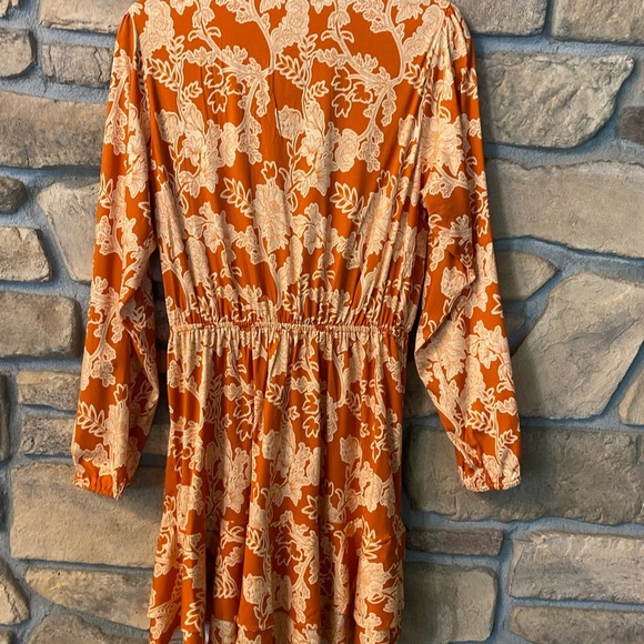 Shore Women’s Floral Short Dress Orange Gold Peep Hole Summer New Medium Resort - Picture 6 of 16